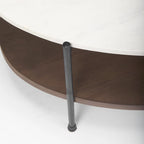 Larkin White Marble Top w/ Dark Brown Wood Shelf Oval Coffee Table
