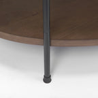 Larkin White Marble Top w/ Dark Brown Wood Shelf Oval Coffee Table