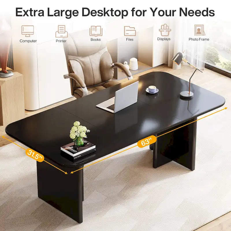 63 Executive Desk, Large Computer Desk Modern Home Office Desk