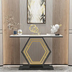 Sintered Stone Console Table with Geometric Base Sofa Table - 47.2x11.8x30.7 inch