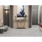 Sintered Stone Console Table with Geometric Base Sofa Table - 47.2x11.8x30.7 inch