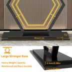 Sintered Stone Console Table with Geometric Base Sofa Table - 47.2x11.8x30.7 inch
