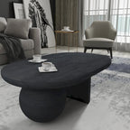 38 Inch Coffee Table, Oblong Mango Wood Top with a Modern Ball Leg