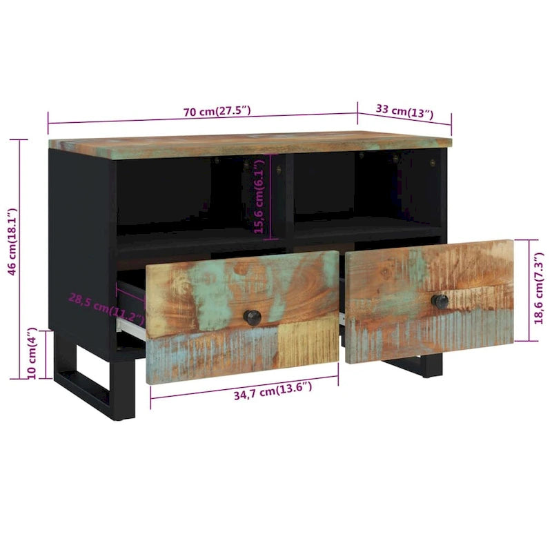 TV Stand 27.6x13x18.1 Solid Wood Mango