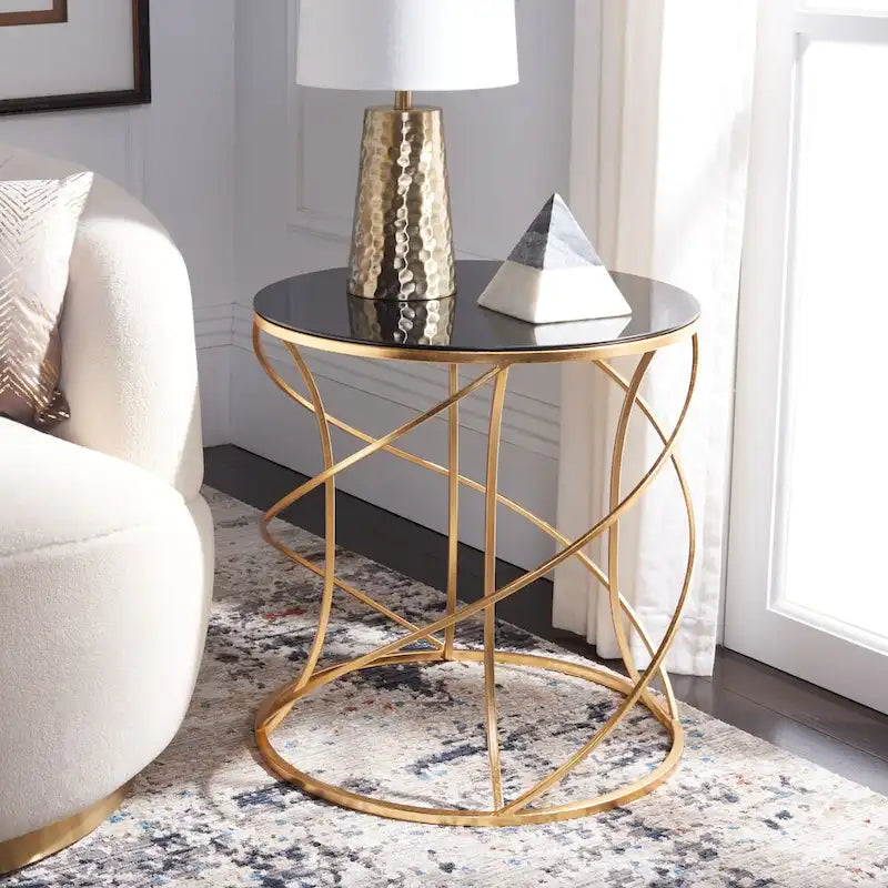 Gold/White Top Accent Table - 20 x 20 x 21.2