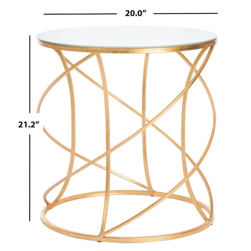 Gold/White Top Accent Table - 20 x 20 x 21.2