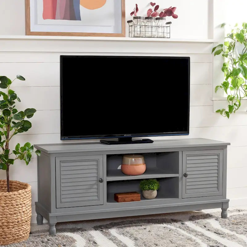 SAFAVIEH Caitlyn 2 Door 1 Shelf Media Stand - 47 W x 16 D x 20 H - 47Wx16Dx20H