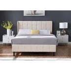 Velvet Upholstered Wingback Platform Bed Frame with Headboard and Footboard