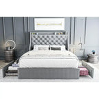 Bed Frame with 4 Storage Drawers and Headboard