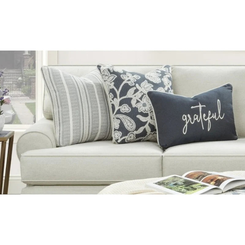 Awesome Oatmeal Round Arm Stationary Sofa