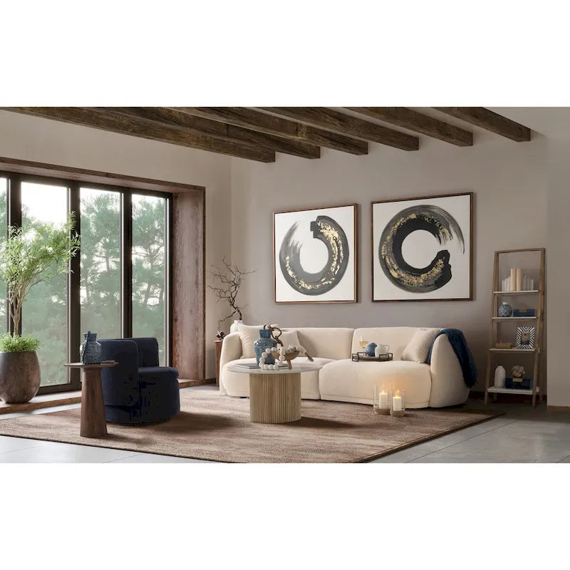 Sagebrook Home Neutral Modern 4 Seat Rectangle Curved Sofa - 117 x 49 x 31