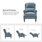 Traditional Roll Arm Manual Recliner with Solid Wood Legs Set of 2