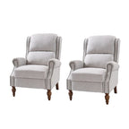 Traditional Roll Arm Manual Recliner with Solid Wood Legs Set of 2