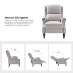Traditional Roll Arm Manual Recliner with Solid Wood Legs Set of 2
