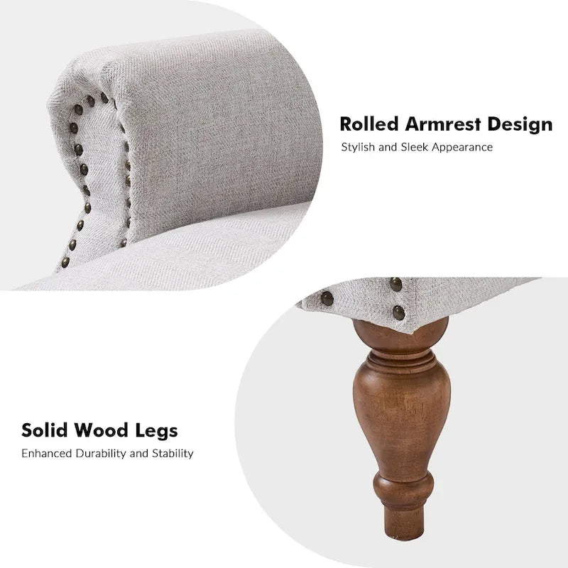 Traditional Roll Arm Manual Recliner with Solid Wood Legs Set of 2