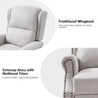 Traditional Roll Arm Manual Recliner with Solid Wood Legs Set of 2