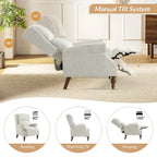 Traditional Roll Arm Manual Recliner with Solid Wood Legs Set of 2