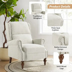 Traditional Roll Arm Manual Recliner with Solid Wood Legs Set of 2