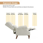 Traditional Roll Arm Manual Recliner with Solid Wood Legs Set of 2
