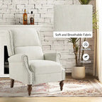 Traditional Roll Arm Manual Recliner with Solid Wood Legs Set of 2