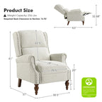 Traditional Roll Arm Manual Recliner with Solid Wood Legs Set of 2