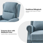 Traditional Roll Arm Manual Recliner with Solid Wood Legs Set of 2