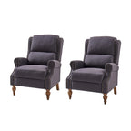Traditional Roll Arm Manual Recliner with Solid Wood Legs Set of 2