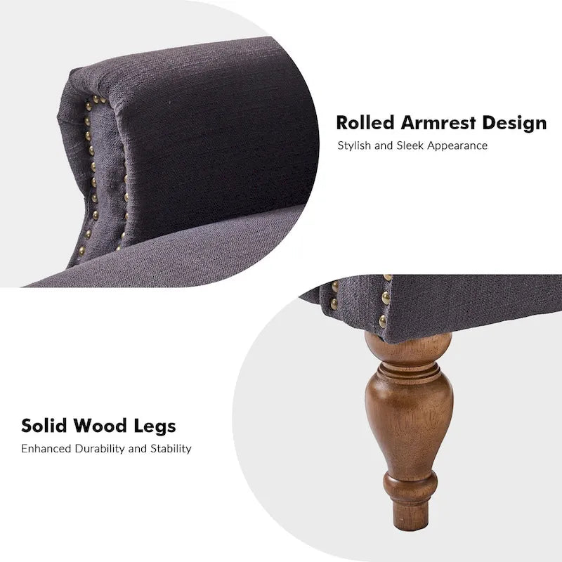 Traditional Roll Arm Manual Recliner with Solid Wood Legs Set of 2