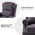 Traditional Roll Arm Manual Recliner with Solid Wood Legs Set of 2