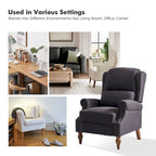 Traditional Roll Arm Manual Recliner with Solid Wood Legs Set of 2
