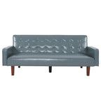 74.4 L Faux Leather Full Handcrafted Button Tufted Sofa 3-Seat, Convertible Sleeper Couch Adjustable Backrest