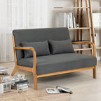 Mid-century Upholstered Accent Sofa in solid wood for 2