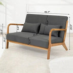 Mid-century Upholstered Accent Sofa in solid wood for 2