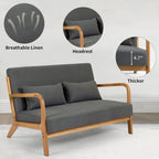 Mid-century Upholstered Accent Sofa in solid wood for 2