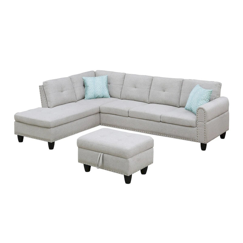 Alger 98 Wide Left Hand Facing Sofa & Chaise with Ottoman