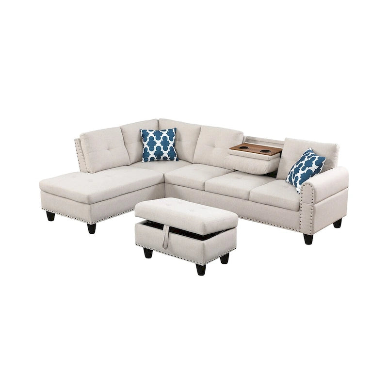 Alger 98 Wide Left Hand Facing Sofa & Chaise with Ottoman