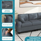 Moasis 80 3-seater Upholstered Sofa 2 Pillows Couches with Side Pockets for Living Room
