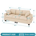 Moasis 80 3-seater Upholstered Sofa 2 Pillows Couches with Side Pockets for Living Room