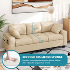 Moasis 80 3-seater Upholstered Sofa 2 Pillows Couches with Side Pockets for Living Room