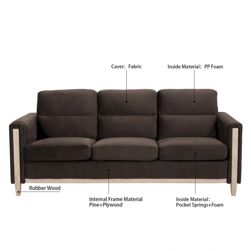Comfortable Solid Wood Three-seater Sofa