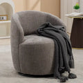 Chenille Fabric Swivel Accent Armchair Barrel Chair With Black Powder Coating Metal Ring