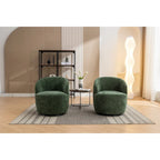 Chenille Fabric Swivel Accent Armchair Barrel Chair With Black Powder Coating Metal Ring