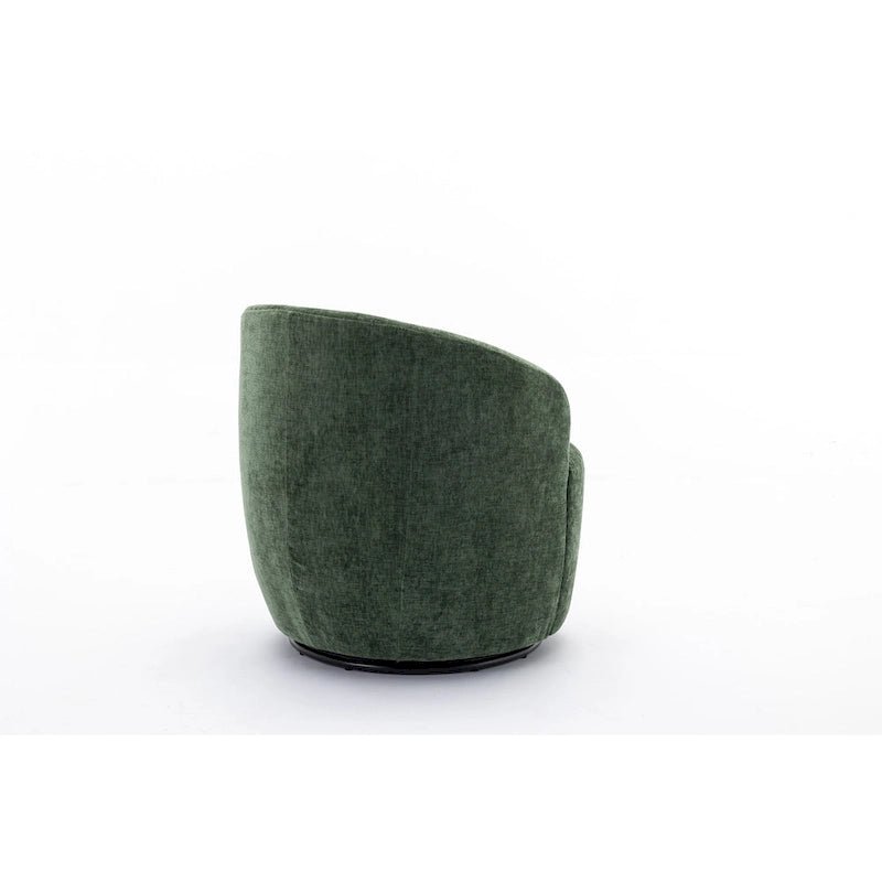 Chenille Fabric Swivel Accent Armchair Barrel Chair With Black Powder Coating Metal Ring