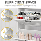 Farmhouse Shoe Storage Cabinet with Shoe Bench Entryway Shoe Storage with 2 Flip Drawers for 16 Pairs - 9.4W x 47.1L x 41.3H