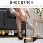 Farmhouse Shoe Storage Cabinet with Shoe Bench Entryway Shoe Storage with 2 Flip Drawers for 16 Pairs - 9.4W x 47.1L x 41.3H