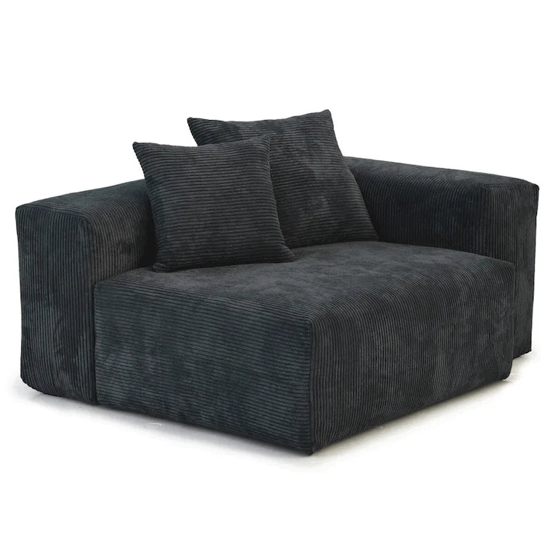 Modern 3-piece Sofa Set with Chaise Ottoman,Corduroy Modular Sectional Couch For Living Room