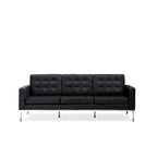 Black Leatherite Nailheads Florence 33-83W Multi-seat Sofa