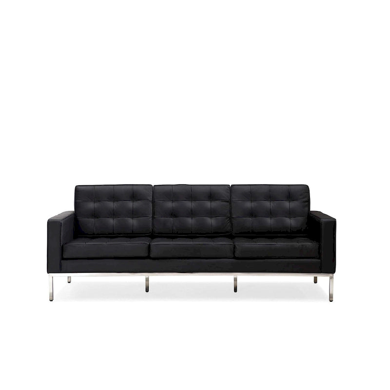 Black Leatherite Nailheads Florence 33-83W Multi-seat Sofa