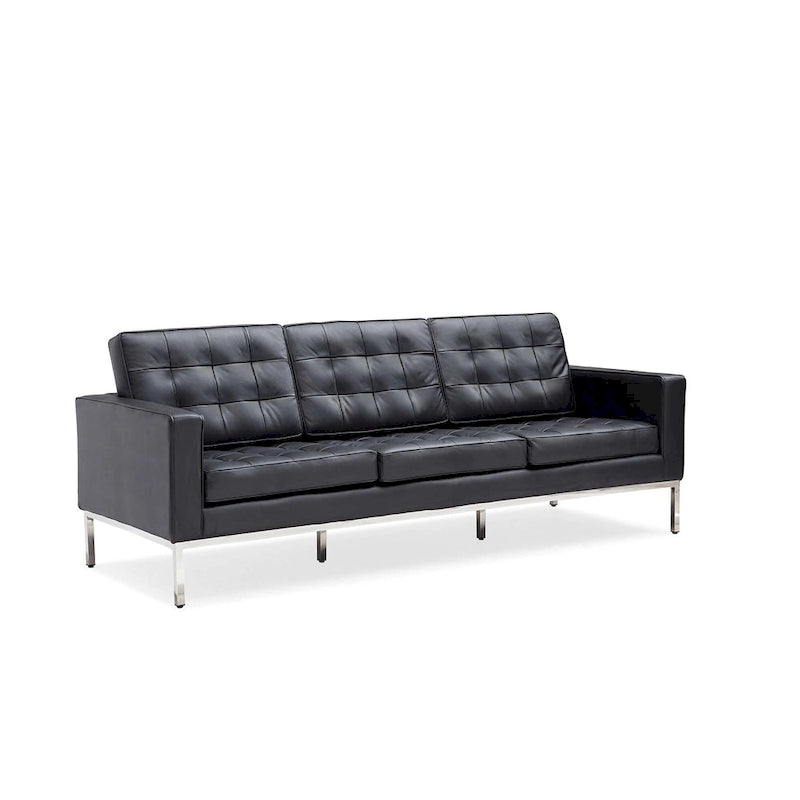 Black Leatherite Nailheads Florence 33-83W Multi-seat Sofa