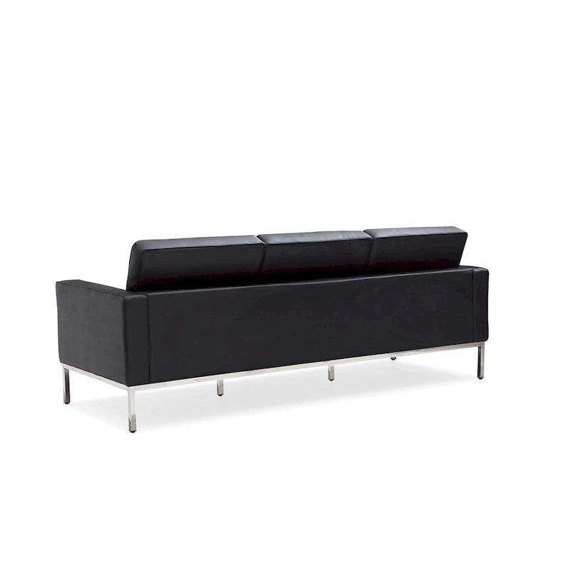 Black Leatherite Nailheads Florence 33-83W Multi-seat Sofa